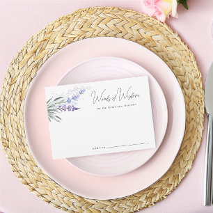 Elegante Lavenderwörter des Weisheit-Brautparty Hinweiskarte
