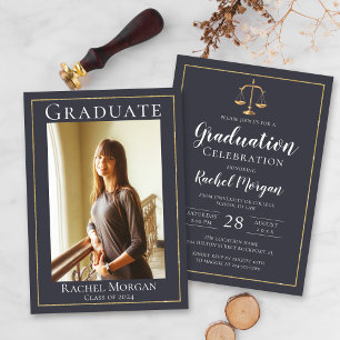 Elegante Law School Gold Justice Abschluss Foto Einladung