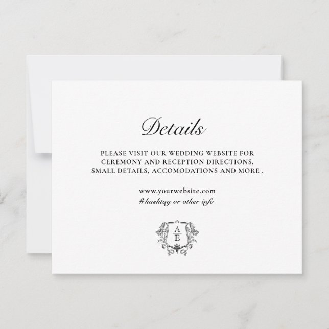 Elegante Leaf Monogramm Schwarz-Weiß-Verschlusskar Einladung (Vorderseite)