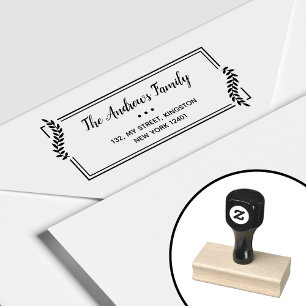 Elegante Leaf-Rahmen-Familie Gummistempel