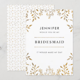 Elegante Leafy Gold Bridesmaid Einladung