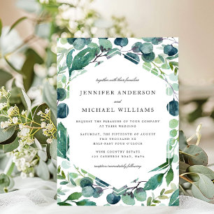 Elegante Leafy Watercolor Botanische Hochzeit Einladung