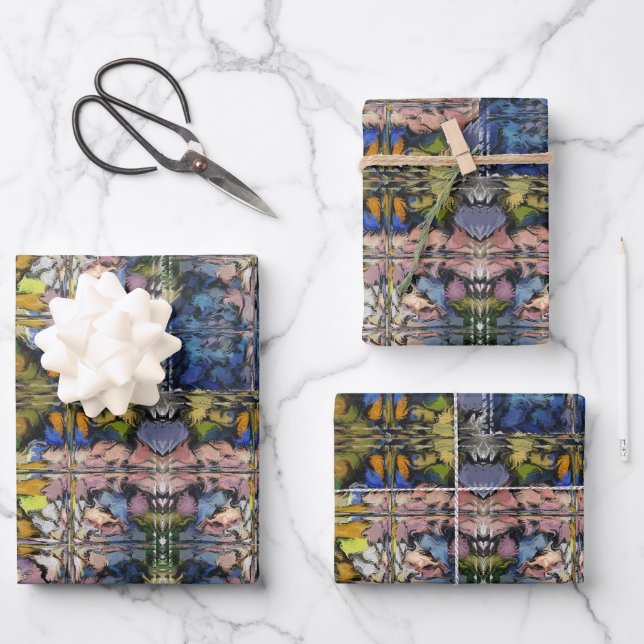 Elegante, lebendige Pastelfarben gepflegt Abstrakt Geschenkpapier Set (Vorderseite)