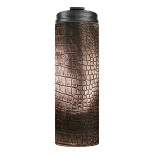 Elegante Ledertextur aus Abend. Thermosbecher