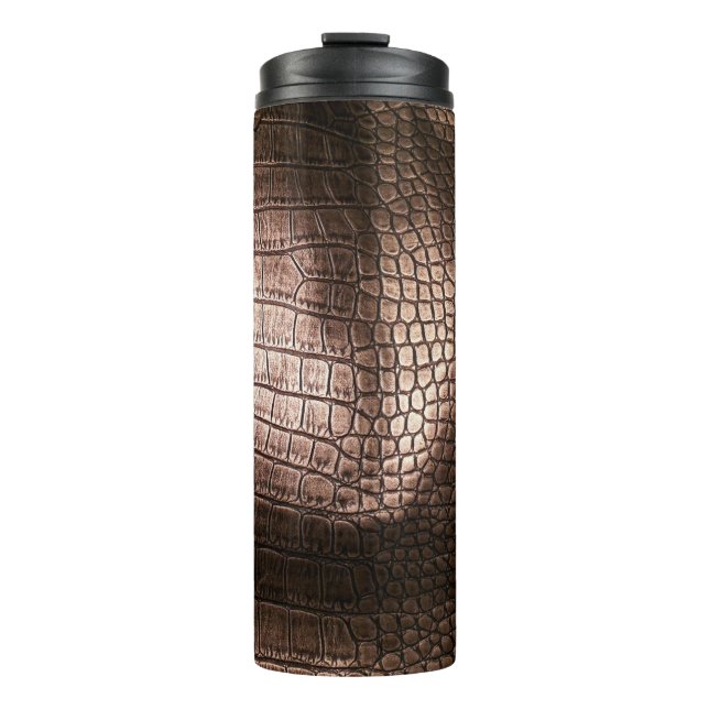 Elegante Ledertextur aus Abend. Thermosbecher (Vorderseite)