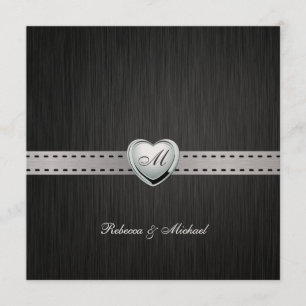 Elegante (leere) Damast-Monogramm-Hochzeitseinladu Einladung