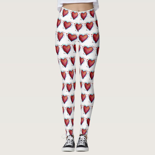 Elegante Leggings für Rote Herzen (Vorderseite)