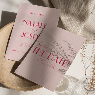 Elegante leichte tiefrosa minimalistische Hochzeit Save The Date
