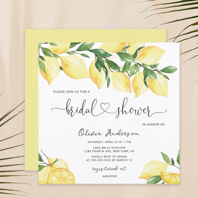 Elegante Lemon Bridal Dusche Einladung (Von Creator hochgeladen)
