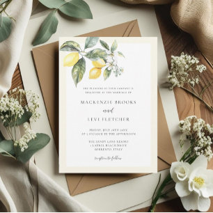 Elegante Lemon Butter Gelbe Naturhochzeit Einladung