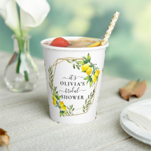 Elegante Lemon Geometric Brautparty Paper Cups Pappbecher