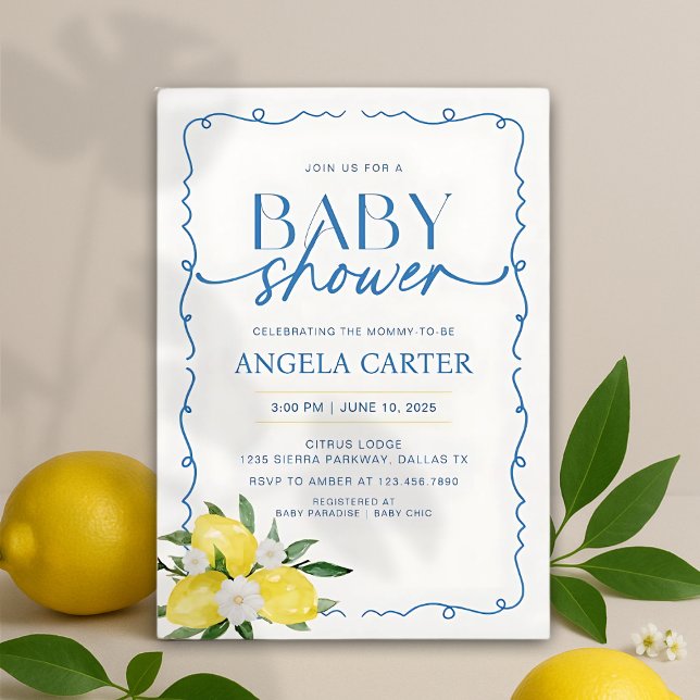 Elegante Lemon Mediterrane Babydusche Einladung (Von Creator hochgeladen)
