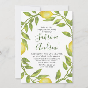 Elegante Lemon Watercolor Grüne Partnerschaft Einladung
