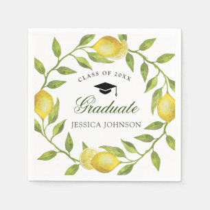 Elegante Lemons Greenery Chic Graduation Party Serviette