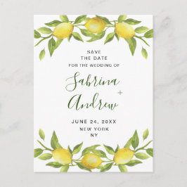 Elegante Lemons Grüne Hochzeit speichern das Datum Postkarte