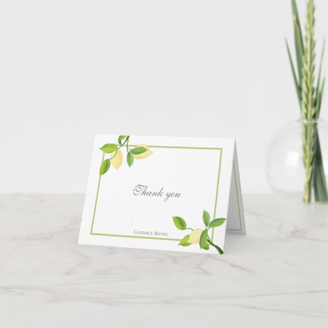 Elegante Lemons Personalisiert geklappt Dankeschön Dankeskarte (Vorderseite)