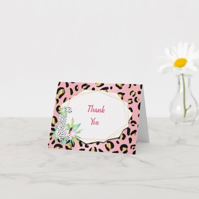 Elegante Leopard Note Card Rosa und Gold Karte (Kleines Gewächs)