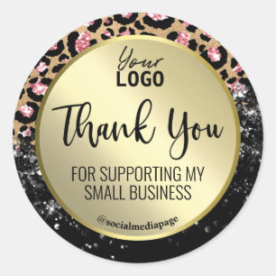 Elegante Leopard Print Danke Business Logo Runder Aufkleber