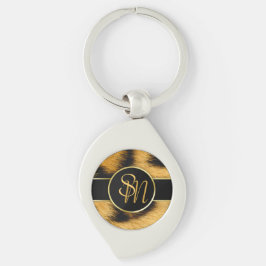 Elegante Leopard Print Monogram Script - Schlüssel Schlüsselanhänger