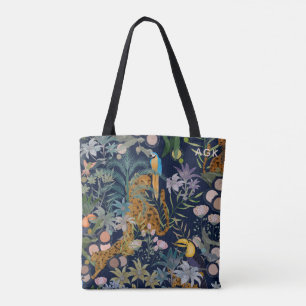 Elegante Leopardenmuster Dschungeltiere und Papage Tasche