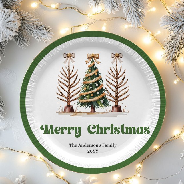 Elegante Leopardenprint-Weihnachtsbaum-Papiertelle Pappteller (Elegant Leopard Print Christmas Tree Paper Plates)