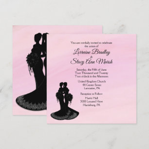 Élégante Lesbienne. rose faire-part de mariage