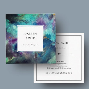 Elegante leuchtend blaue violette Wasserfarben-Abs Quadratische Visitenkarte
