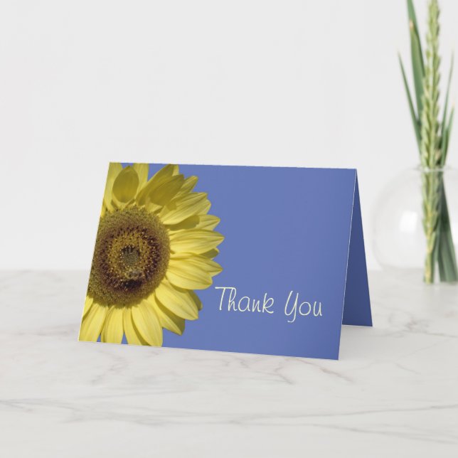Elegante, leuchtend sommergelbe Sonnenblume vielen Dankeskarte (Vorderseite)