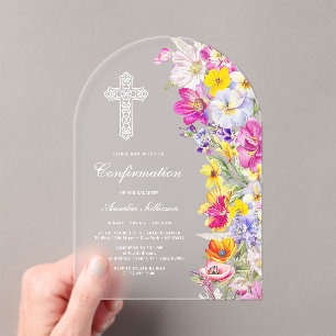 Elegante leuchtende Wildblumenbogen-Bestätigung Acryleinladungen