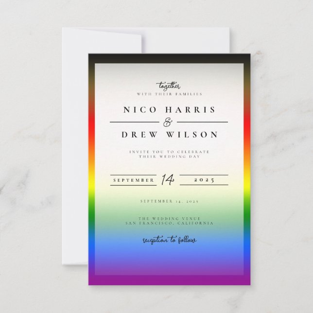 Elegante LGBTQ+ BIPOC-Hochzeit Einladung (Vorderseite)