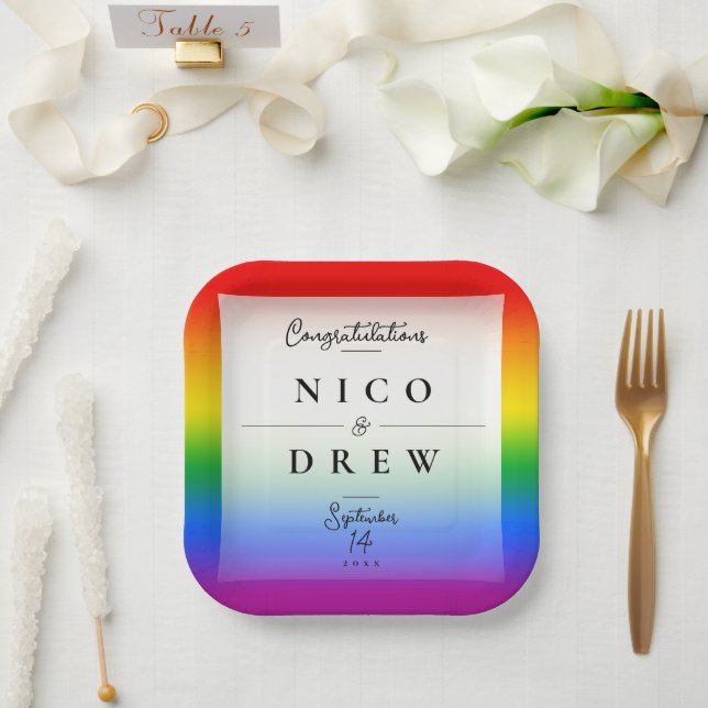 Elegante LGBTQ+-Hochzeit Pappteller (Hochzeit)