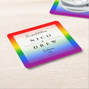 Elegante LGBTQ+ Pride-Hochzeit Rechteckiger Pappuntersetzer