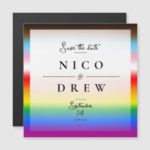 Elegante LGBTQ+ Progress Pride-Hochzeit  Magnetkarte