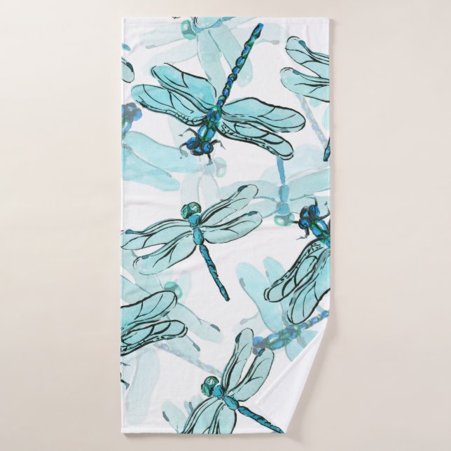 Elegante Libellen: Watercolor Wonder Badehandtuch (Badehandtuch)