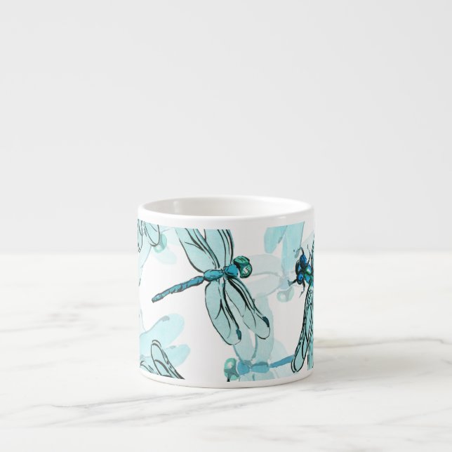 Elegante Libellen: Watercolor Wonder Espressotasse (Vorderseite)