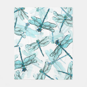Elegante Libellen: Watercolor Wonder Fleecedecke