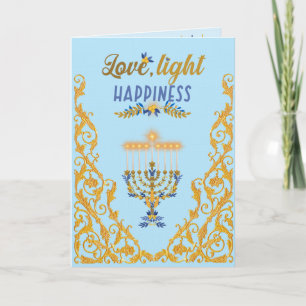 Elegante lichtblaue Hanukkah-Karte Karte