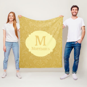 Elegante Lichtgold Barock Damast Maßanfertigung Fleecedecke