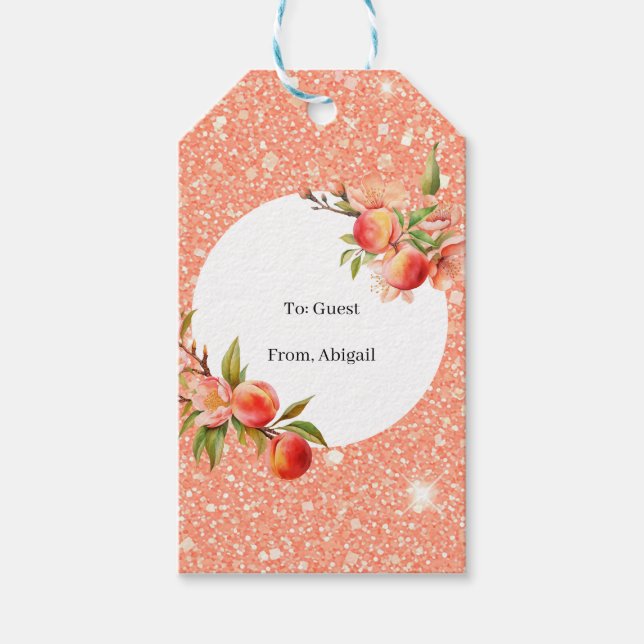 Elegante Liebe als Sweet wie ein Peach-Brautparty Geschenkanhänger (Vorderseite)