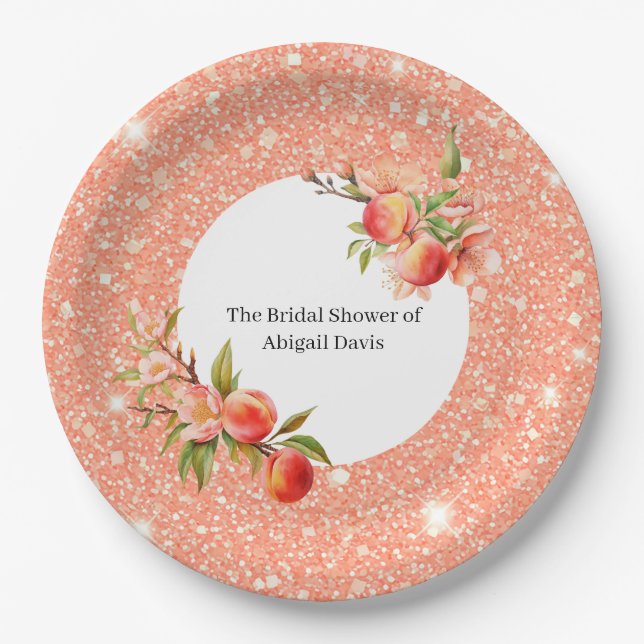 Elegante Liebe als Sweet wie ein Peach-Brautparty Pappteller (Vorderseite)
