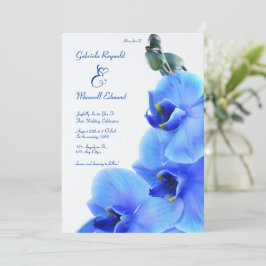 Elegante Liebe Blauen Orchideen Hochzeit Einladung