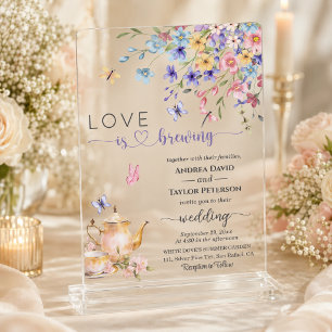 Elegante Liebe braut Hochzeit der Libellen Acryleinladungen