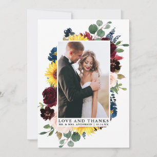 Elegante Liebe dank Watercolor Mixed Floral Dankeskarte