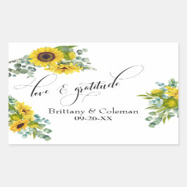 Elegante Liebe & Dankbarkeit Sonnenblumen Eukalypt Rechteckiger Aufkleber