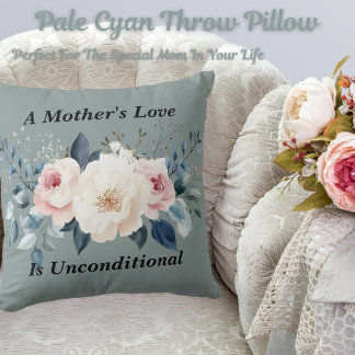 Elegante Liebe der Mutter mit Flora, blasser Cyan Kissen