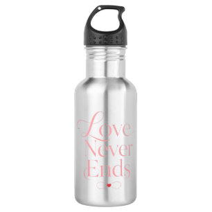 Elegante Liebe endet nie Rose Gold Typografie Edelstahlflasche
