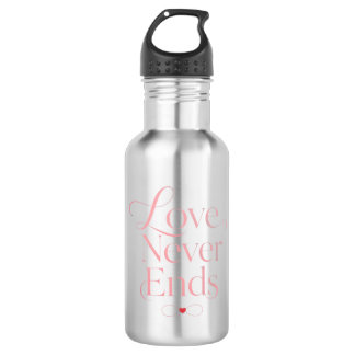 Elegante Liebe endet nie Rose Gold Typografie Edelstahlflasche