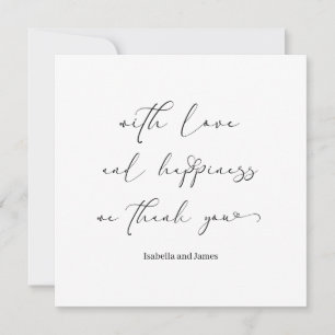 Elegante Liebe & Glück Romantische Hochzeit Dankeskarte