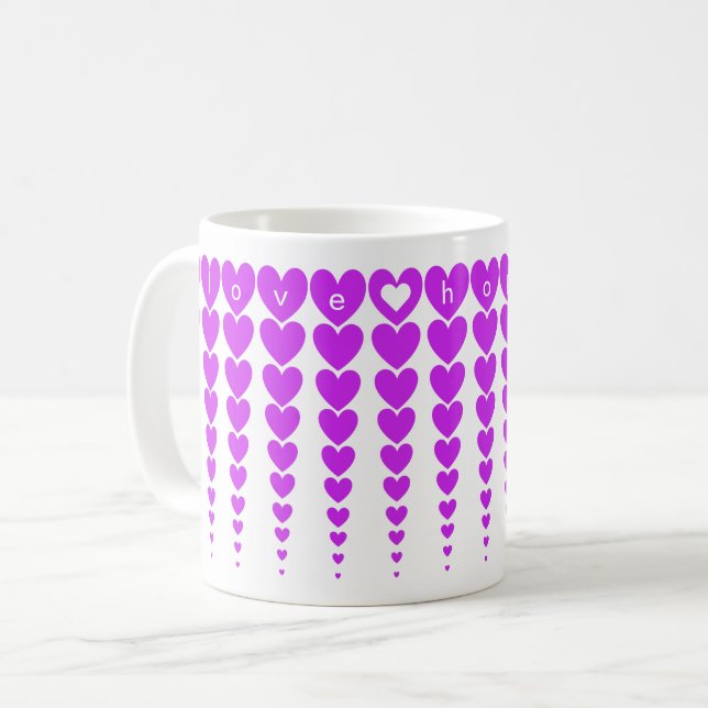 Elegante Liebe, Hoffnung & Sie brauchen Lila Herze Kaffeetasse (Vorderseite Links)