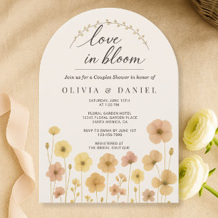 Elegante Liebe in Blüte Boho-Paar-Dusche Einladung
